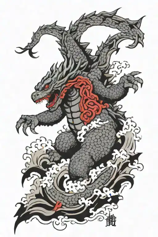 godzilla tattoo design idea