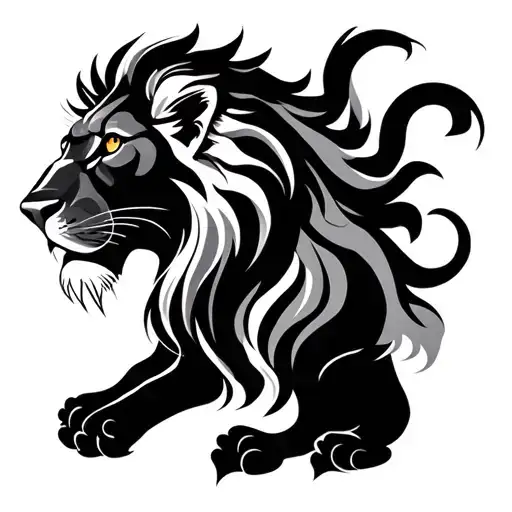 lion and leo zodiac sign tattoo design idea
