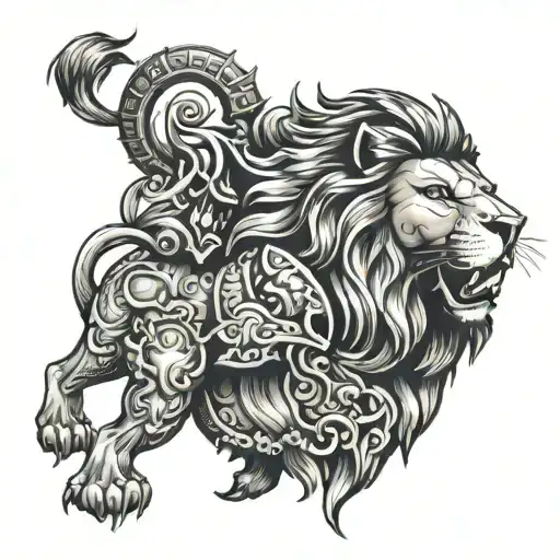 lion with armour leo zodiac sign tattoo design idea