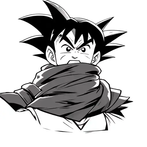 99 Son Goku with a scarf on the face listed UH tattoo design idea