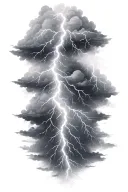realistic lightning storm clouds black and white with rain falling from clouds tattoo design idea