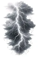 realistic lightning storm clouds black and white with rain falling from clouds tattoo design idea