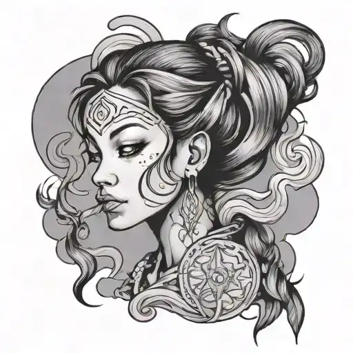 katara smoking blunt tattoo design idea