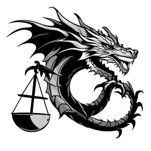 Libra sign with dragon tattoo design idea
