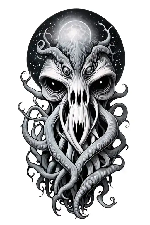 Cthulu, cosmic horror tattoo design idea