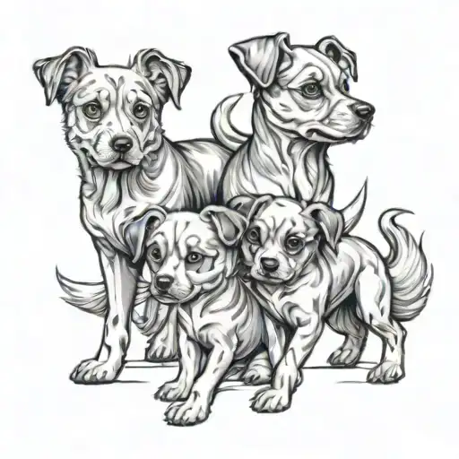 magic puppies tattoo design idea