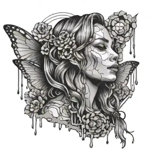 Shali Vonne wrapped around a dripping honeycomb background leading tattoo design idea