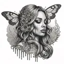 Shali Vonne wrapped around a dripping honeycomb background leading tattoo design idea