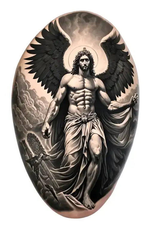 st micheal arcangel in battle tattoo design idea