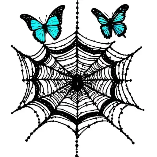 spider web tattoo and butterflies for elbow tattoo design idea