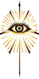 All-seeing eye, glowing within a triangle or sacred geometry. Use rays or light to show  tattoo design idea