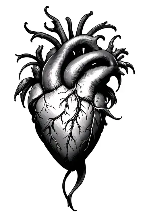 Heart sketch with double digital tattoo design idea