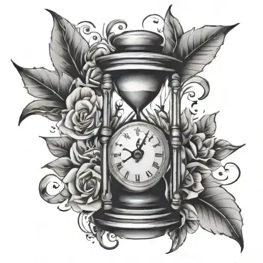 love time piece hour glass bottle tattoo design idea