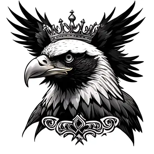 Eagle with crown  tattoo design idea
