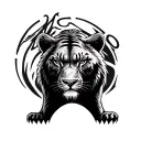 create a tattoo in which we follow the same placement as dwayne the rock johnson's tattoo. I want it to have an animal,  tattoo design idea