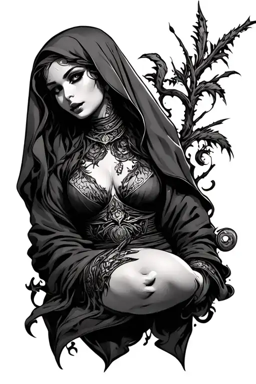 diabolical sexy monja tattoo design idea