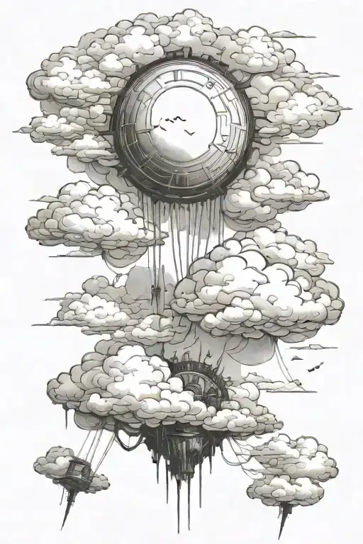 icated falling among the clouds tattoo design idea