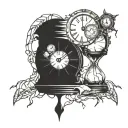 clock with cracks and hourglass tattoo tattoo design idea