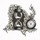clock with cracks and hourglass tattoo tattoo design idea