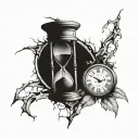 clock with cracks and hourglass tattoo tattoo design idea