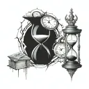 clock with cracks and hourglass tattoo tattoo design idea