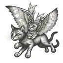 two cats flying with wings like tiny cherubs tattoo design idea