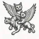 two cats flying with wings like tiny cherubs tattoo design idea