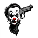 Clown face with gun tattoo design idea