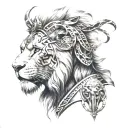 gladiator and lion tattoo design idea