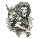 gladiator and lion tattoo design idea