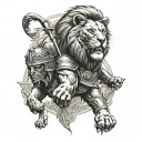 gladiator and lion tattoo design idea