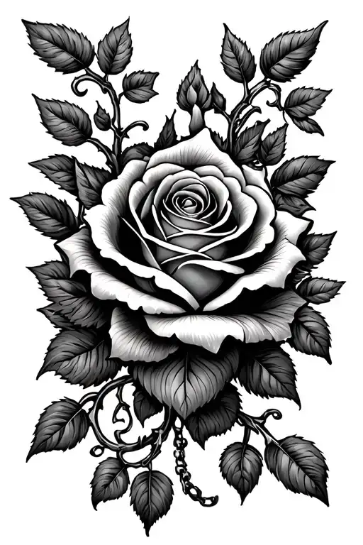 rose vine necklace tattoo design idea