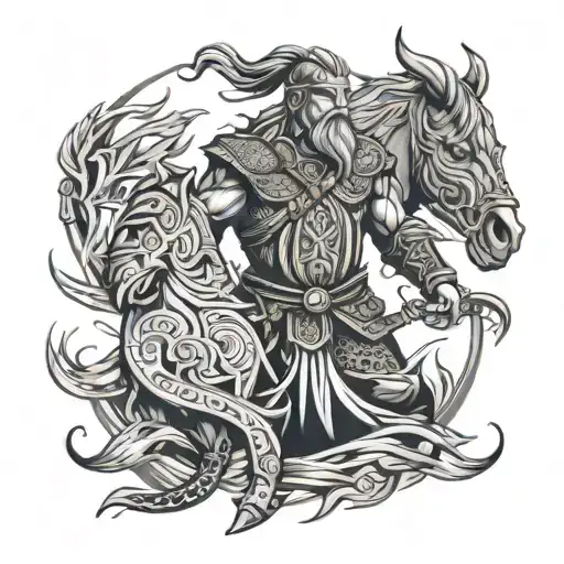 tyr Norse god and fernyr  tattoo design idea