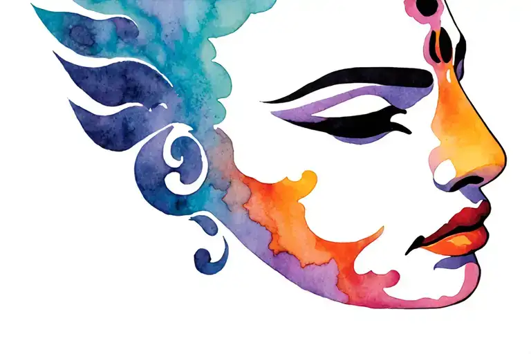 Shiva mandela style sleeve bit of acting masks adorned tattoo design idea