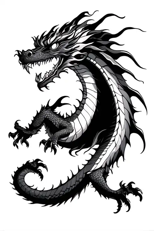 Mushu dragon flying tattoo design idea