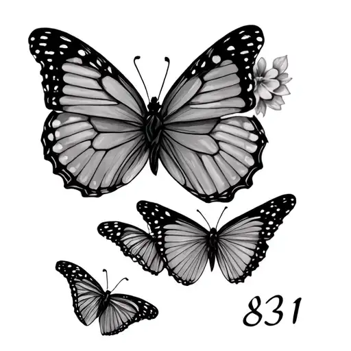 2 small butterflies with 831 in small writting  tattoo design idea