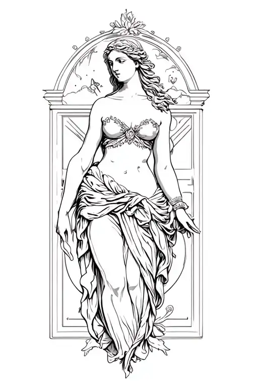 Aphrodite the goddess of love clothed full body tattoo tattoo design idea