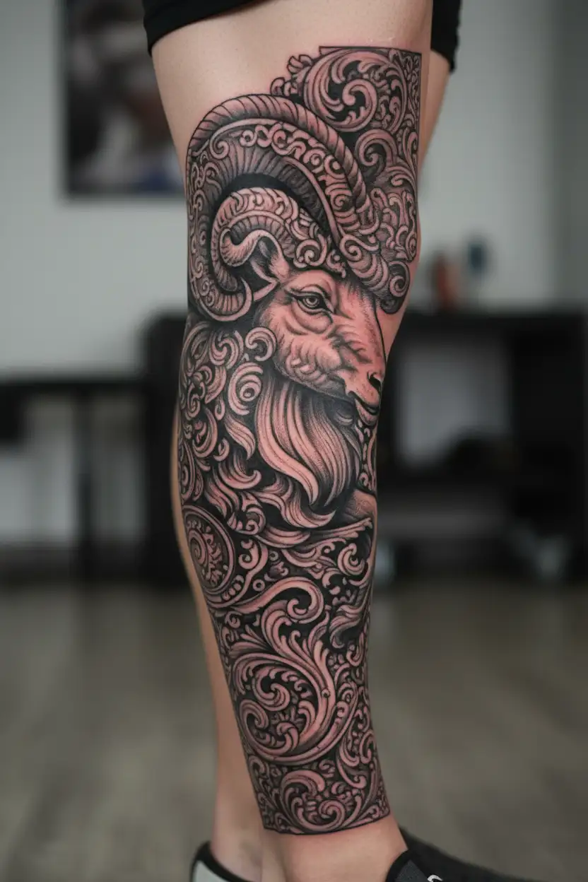 versace theme aries ram with croatian coat of arms and knights  tattoo design idea