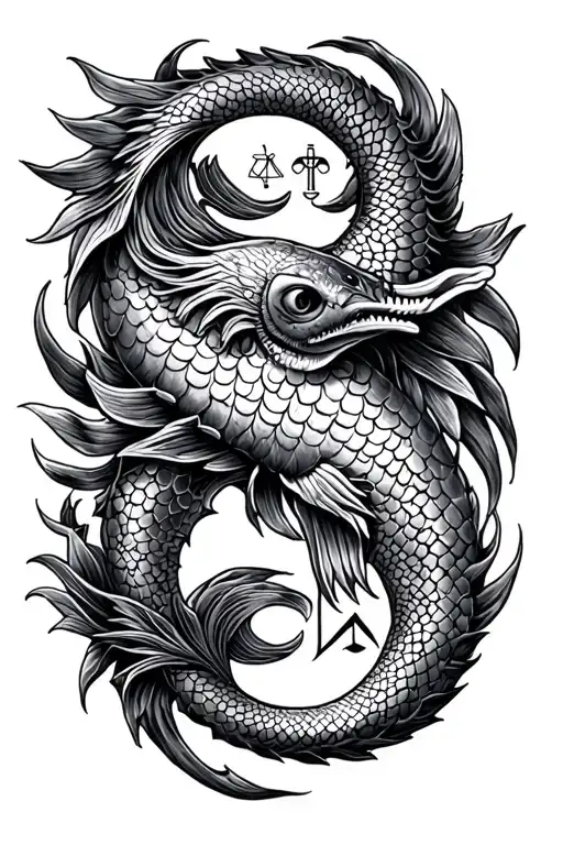 Libra Pisces zodiac sign tattoo design idea