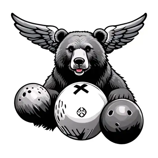 bear, bowling, cross, wings, TJ tattoo design idea