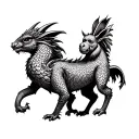 Rabbit, dragon, pig, rabbit, monkey, rabbit, horse, rooster, dragon, dragon, boar. They all need to be connected with a  tattoo design idea