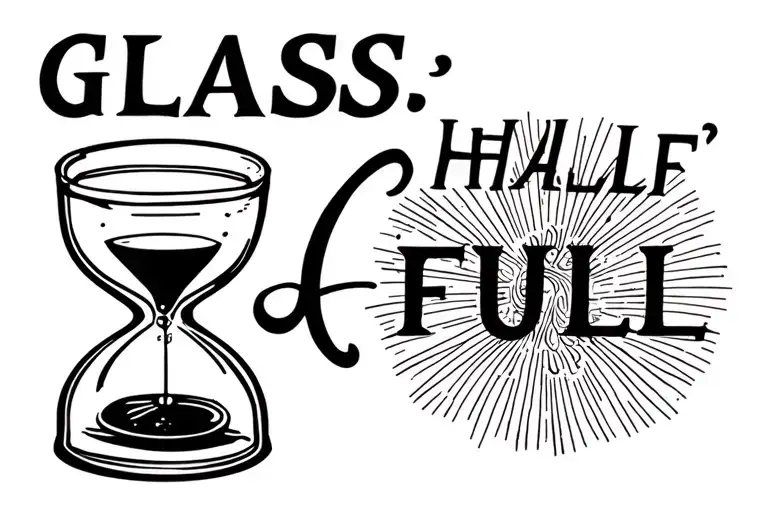"GLASS HALF FULL " hour glass tattoo design idea