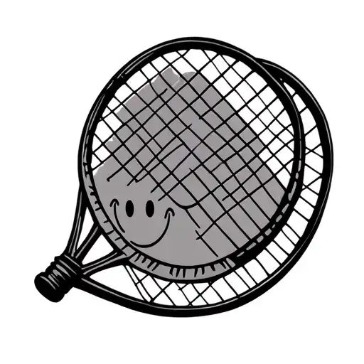 tennis racket and smiley face tattoo design idea