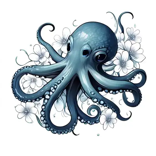 Coverup Space With octopus  flowers  tattoo design idea