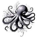 Coverup Space With octopus  flowers  tattoo design idea