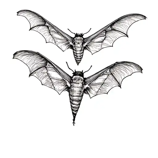 Moth and Bat flying together tattoo design idea