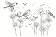 dandelions and birds  tattoo design idea
