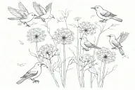 dandelions and birds  tattoo design idea