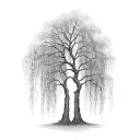 weeping willow tree with two trails tattoo design idea