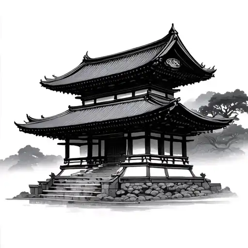 Japanese temple tattoo design idea